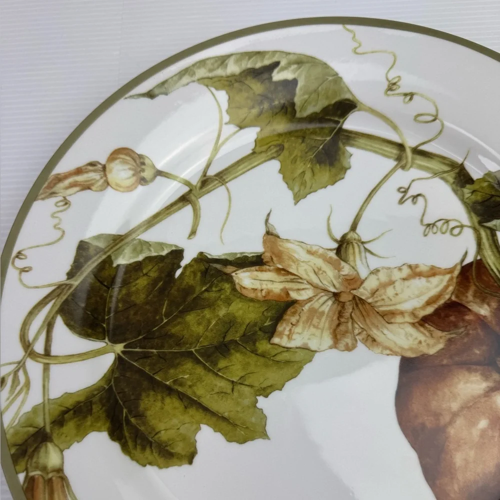 Williams Sonoma California Botanical Pumpkin Dinner Ceramic Plates 11” Ceramic